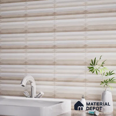 Faux Subway  Tile TL 07243 Crayon 5001 Luster 1 ft x 1 ft Ceramic Matte Finish - 9 mm |Random 4 | 2 mm Spacer is Mandatory | Please Expect a Slight Variation of Pattern (Sample)
